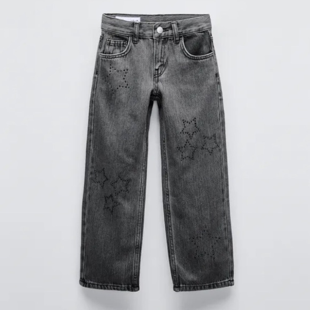 Zara girls Gray Star-Patterned Jeans
